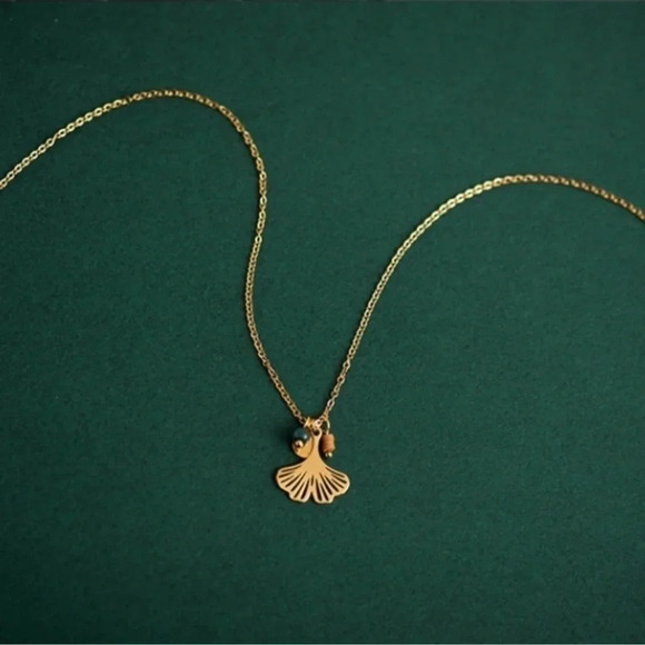 2 LEFT! Gold Leaf Necklace Charm Boho Minimalist - Picture 9 of 10